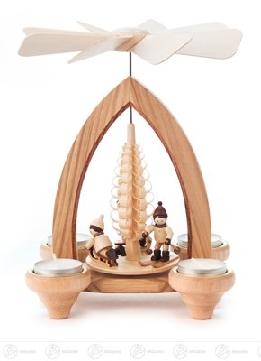 Rudolphs Schatzkiste Pyramid with winter children, for tealight height of x depth 24 cmx15,5 cm Erzgebirge table pyramid Christmas pyramid