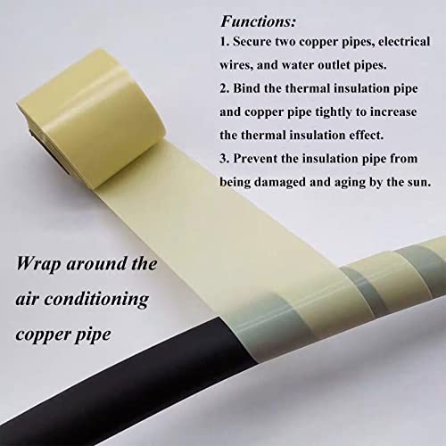 Image of 2Pcs Pipe Wrapping Tape, Non-Adhesive Pipe Tapes for Air-Conditioner, Insulation Pipe Wrapping Tape Tube Protective Wrapping Tapes Air Conditioning Outside Machine Cable Tie Strap 2.32 inch Width (Yellow)
