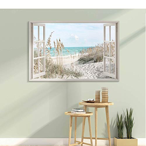 image for Hardy Gallery Coastal Picture Beach Wall Art: Beach Theme Artwork Wind
