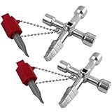 2 chiavi universali 4 in 1, chiave per radiatore, multifunzionale, triangolare, per valvola del rubinetto, chiave per sbloccare acqua, elettricità, gas e ascensori (argento)
