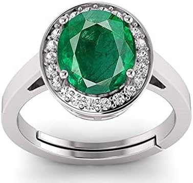 Natural 8.00 Ct Lab Certified Emerald Panna 925 Sterling Silver Oval Shape Adjustable Ring - Image 2