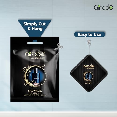 Image of Airodo Sauvage Luxury Gel Air Freshener with Dual Technology For Living Room, Office, Car, Bathroom | Lasts up to 30 days | Easy to Use, Non-Spill & Long-Lasting | 10g (Pack of 4)