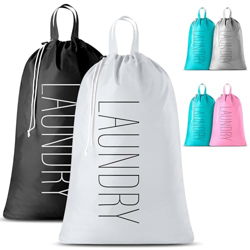 Extra Large Travel Laundry Bag - 2-Pack Fun Print Design Bags for Dirty Clothes - Durable...