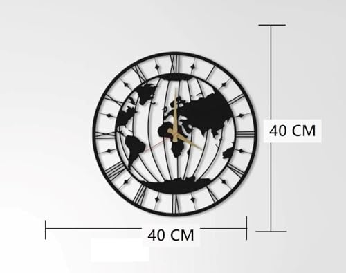 Image of Stylish Metal Analog Wall Clock for Living Room, Bedroom, Office, Kitchen, Home and Hall | Antique Fancy Big Size Modern Wall Watch for Home Decor (Style-7, 40CM)