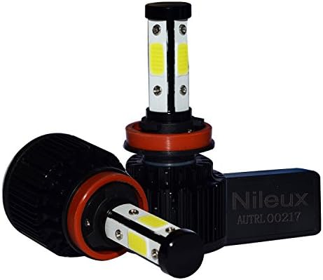 Nileux Super Bright H8 H9 H11 Led Headlight Bulb Conversion Kit with COB LED Chips 8000 Lumens Pair 6500K Xenon White