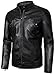 HOOD CREW Men’s Faux Leather Jacket Cool Biker Jackets Vintage Stand Collar Lightweight Leather Outwear Coat Black M
