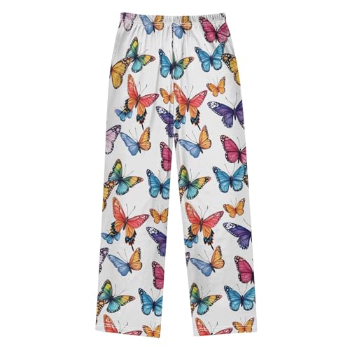 Pajama Pants Lounge Sleep PJ Bottoms Sleepwear Elastic Waist Drawstring S Butterfly Pattern2