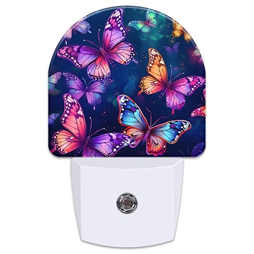 Image of Magic Glowing Butterflies Night Light for Kids,Colorful Flying Butterfly Plug in Night Light with Dusk to Dawn Sensor, 0.5w Energy Saving Nightlight for Hallway Stairway Kitchen Bedroom
