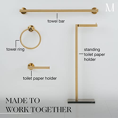 Marmolux Acc Free Standing Gold Toilet Paper Holder Stand With Black Marble Base And Storage | 4 Jumbo Roll Bathroom Hardware Toilet Tissue Organizer | Stainless Steel Bathroom Decor Accessory #TOP6