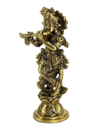 Image of eSplanade Brass Krishna Kishan Makhan Chor Thakurji Murti Idol Statue - 7 inches | Pooja Idols | Home Decor
