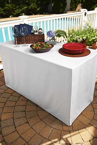 Folding Table Cover, Fitted Tablecloth For 6-Foot Folding Table, White #TOP1