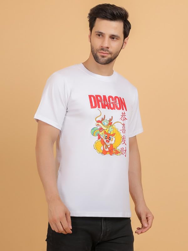 Image of 3AGES Enterprises Solid Men Round Neck Half Sleeve Tshirt | Cotton Blend |Regular Fit T-Shirts |T-Shirts for Men-White