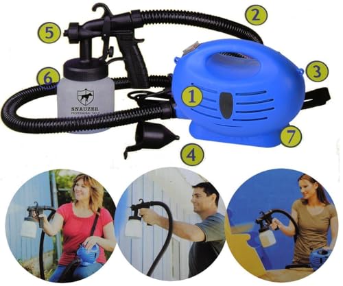 Image of Electric Paint Spray Gun, 650W Portable Airless Sprayer Machine with 800ml Tank, 3 Nozzle Tips for Walls, Furniture & DIY Home Painting Projects (7-Piece Kit, Blue)