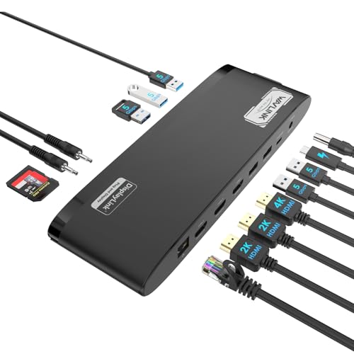 Docking station DisplayLink 4K con 13 puertos y suministro de energía para portátiles Mac
