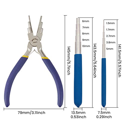 Benecreat Wire Looping Tool Set With 2Pcs Wire Looping Mandrel And 1Pc 6 In 1 Bail Making Plier For Jewelry Wire Wrapping And Jump Ring Forming #TOP1