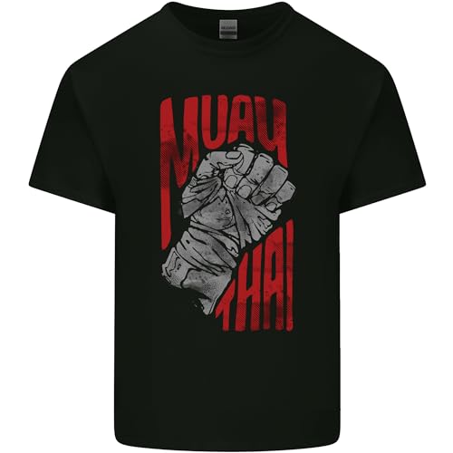 3TEES Muay Thai Fighter Fist MMA Martial Arts Mens Light Cotton T-Shirt Black L