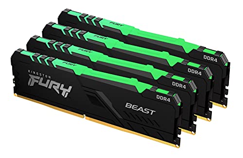 Image of Kingston Fury Beast RGB 64GB (4x16GB) 3000MHz DDR4 CL15 Desktop Memory Kit of 4 KF430C15BB1AK4 /64