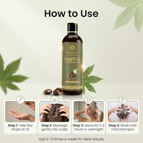 Image of Pure Cold Pressed Castor Hair Oil | 100% Pure & Natural | Supports Hair Growth, Stronger Hair, Skin Care, Nail Care & Eyelash Care | 200 ml