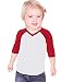 Kavio! Unisex Infants Sheer Jersey Contrast V Neck Raglan 3/4 Sleeve White/Red 18M