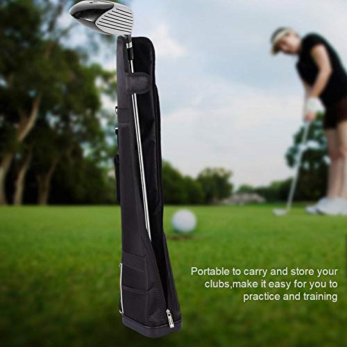 Golf Schlägertasche, Nylon Material, 80 cm Länge, 16 cm Breite, 3 Schläger Kapazität, mit Reißverschlusstasche und Trageriemen, für Training und Wettkämpfe