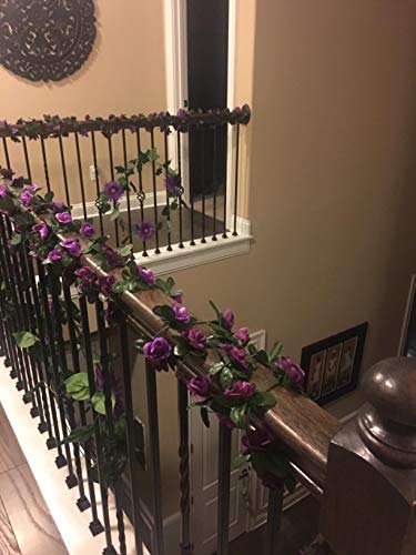 Miracliy 5 Pack 42 Ft Fake Rose Vine Flowers Plants Artificial Flower Hanging Rose Ivy Home Hotel Office Wedding Party Garden Craft Art Déco #TOP5