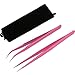 Produktbild 2 Stück Gerade und gebogene Spitze Pinzette Nipper für Wimpernverlängerungen, Rosa Edelstahl Falsche Lash Anwendung Werkzeuge