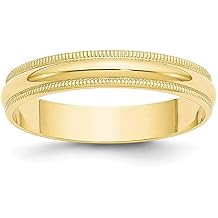 Roy Rose Jewelry 10K Yellow Gold 4mm Milgrain Half Round Wedding Band Ring Sizes 4 to 14