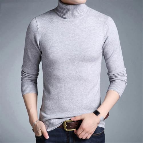 Men's High Neck Sweater Double Collar Pullover Slim Fit Knitwear Warm Winter Casual Jumper3