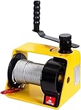 IOROMA Cabrestantes manuales de 250 kg, cabrestante de Tornillo sin Fin, Cuerda de Acero y Gancho, cabrestante Manual oscilante for Coche, camión, Barco, Remolque Marino (Color : Yellow)