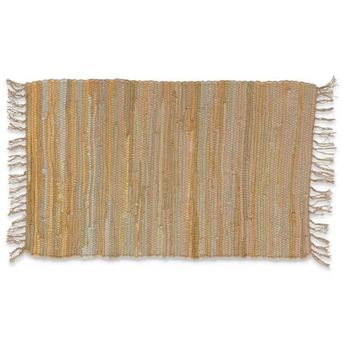 Casatessile Tapis Multi-usages à Franges PEZZOTTO Salle de Bains, Cuisine, Chambre à Coucher, Tapis de Sol en Duvet - Beige, 80 cm.