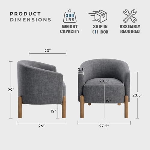 Sillón Moderno Tapizado Gris miniatura 2