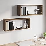 Susany Floating Shelves Wall Cube Shelves 2 pcs Mounting Bookshelves Decorative for Bedroom, Bathroom, Living Room, Home Office Brown Oak 60x15x23 cm Engineered Wood