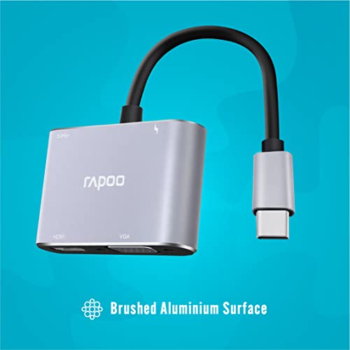 Image of Rapoo XD30 USB C Hub, 4-in-1 USB C Adapter, with 4K USB C to HDMI /30Hz & VGA Ports,PD protocal Power Supply,USB A 3.0 for MacBook Pro 2016 /2017 /2018, Chromebook, Windows, and More