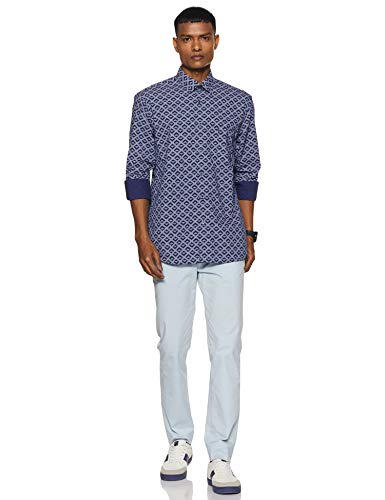 Image of Colorplus Men's Pure Cotton Print Pattern Tailored Fit Spread Collar Full Sleeve Casual Shirt