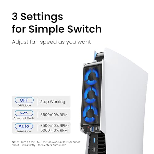 image for KIWIHOME Cooling Fan for PS5 Accessories, Upgraded Quiet Cooler Fan wi