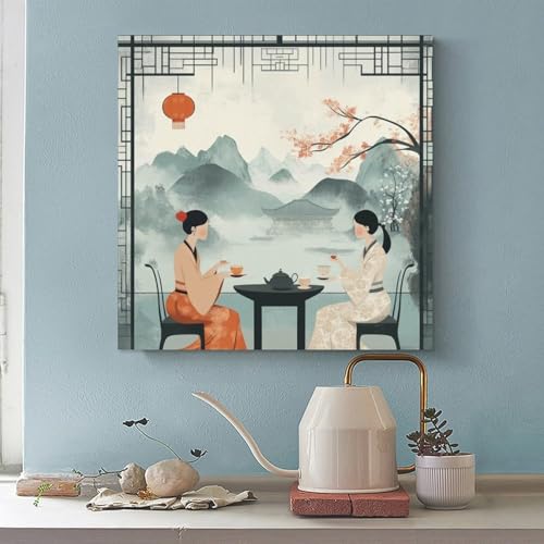 Peinture sur toile de style chinois tableau décoration murale 61x61 - 5