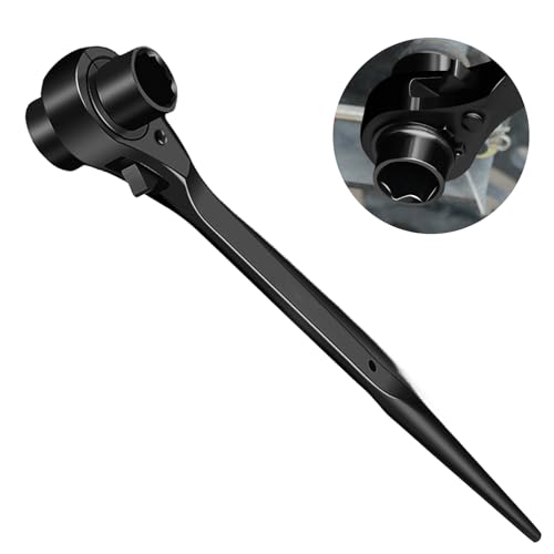 HOMURY Llave de Carraca para Andamios 19/22 mm, Derecha e Izquierda, Conmutable, Multifunción, Llave de Podger, CR-V Con Superficie Cromada