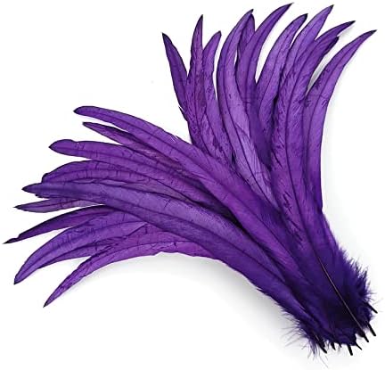 雄鶏の尾羽根 50枚 - 40～45cm インディアンヘッドドレスアクセサリー 工芸品やホリデーデコレーションに(Lake blue