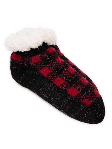 Image of MUK LUKS Women's Fuzzy Chenille Plush lined Ankle Cabin Socks, 1-Pack, M /L & L /XL