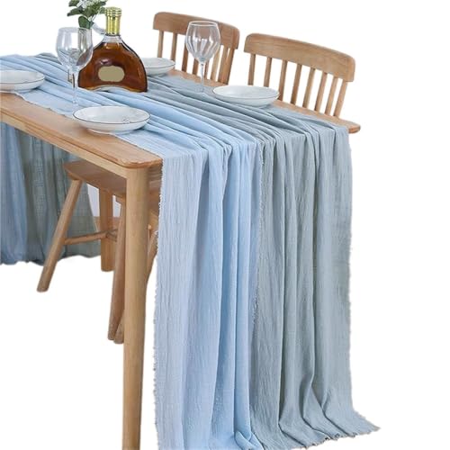Camino de mesa de tela de queso de algodón con flecos para decoración de bodas 2