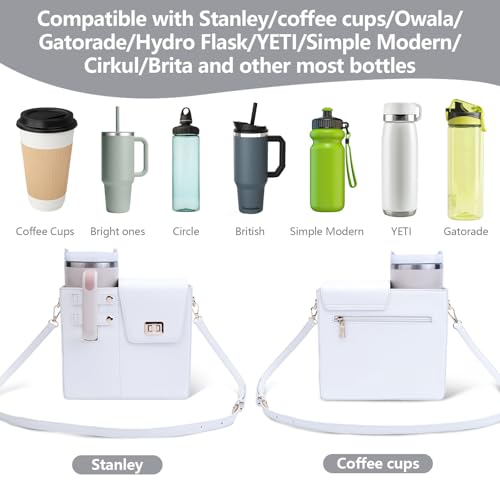 Image of Asaint Stanley Cup Purse Crossbody Bag for 40oz Tumbler with Handle, Water Bottle Purse Pocket Adjustable Strap