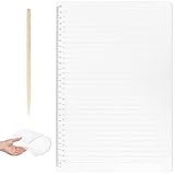 Shimmeroo Straight Line Journaling Stencils, 11x8 Inch Plastic Scale Writing Journal Ruler for Spacing Line Lettering Guide Straight Lines Stencil Template with Bamboo Stick for Paper Card Aids