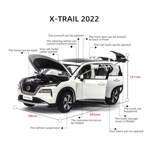 Auto a escala 1:18 X-Trail minicar 2022 blanco miniatura 5