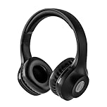 Retekess TR104P Radio Headphones, FM Battery Radio, Adjustable Lightweight Headphone Support AUX Input Battery Powered, Wireless Headphones for Students,Walking,Studying(Black)