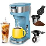 Hot and Iced Coffee Maker for K Cups and Ground Coffee, 4-5 Cups Coffee Maker and Single-serve Brewe