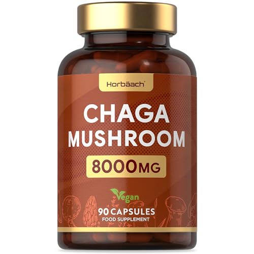 Horbaach Chaga Mushroom Capsules 8000mg, 90 Vegan Capsules
