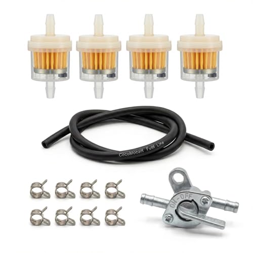 3/16 Fuel Line Gas Filter Kits 5mm Fuel Hose Inline Fuel Filters Shut Off Valve Petcock Petrol Switch Set for Go Kart ATV Motorcycle Pitbike Scooter Moped Quad Buggy Parts (Orange)