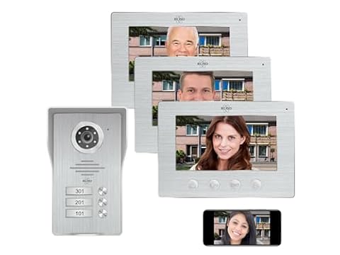 ELRO DV4000-3 Wifi IP Video Domofon Kit │ 3 apartamenty│ 1080P kamera Full HD z noktowizorem │ 4-przewodowy kabel │ 16 dzwonków