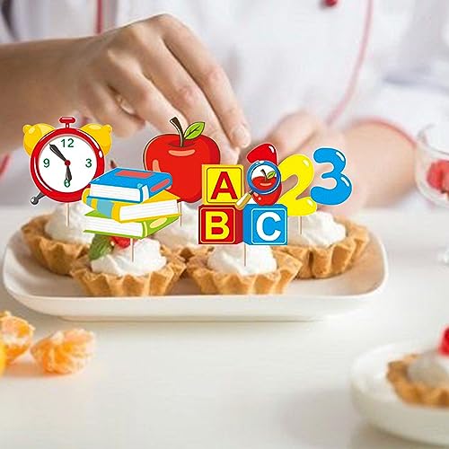 33 Pc Back To School Decorations Kit: Banners, Swirls, Cupcake Toppers For Classroom Party