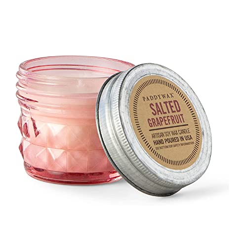 Paddywax Scented Candles Relish Collection Soy Wax Artisan Candle in Glass Jar with Lid, 3-Ounce, Salted Grapefruit